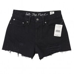 NWT Free People Sofia High Waisted True Black Denim Shorts, Size 25